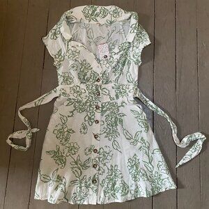 Free People flowey cream and white dress with pockets size 10 NWT